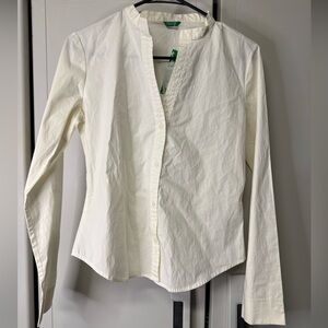 United Colors of Benetton White Button Front Blouse Women’s Small